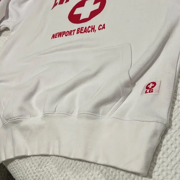 Lifeguard Officially Licensed Newport Beach CA Unisex White Red Hoodie EUC Small - Picture 6 of 12